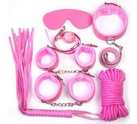 Kits de Bondage 7 Pièces SM Set Adultes Toy Parfait pour Les Débutants Menottes SM avec Masque pour Les Yeux et Sex Toys Erotiques pour Couple Jouets Sexuels (Rose)