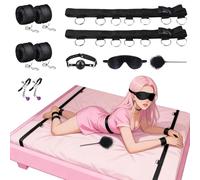 Kits de Bondage Oziral, Kit de Contention au lit, Ensemble d'accessoires de Bondage de 11 Pièces,Jeux Sexuels BDSM pour Couples, avec Entraves pour Poignets et Chevilles, Menottes Sexy