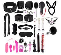 Kits de Bondage SM Set Adultes Toy Parfait pour Les Débutants Menottes SM avec Masque pour Les Yeux et Sex Toys Erotiques pour Couple Jouets Sexuels (Noir 27 Pcs)