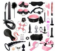 Kits de Bondage27Pièces SM Erotiques Menottes Sex Adulte Parfait pour Les Débutants, BDSM Ensemble de Jouets Sexuels Érotiques Bondage pour Couple J7ouets Sexuels (Rose)