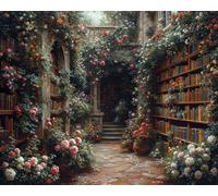 Kits de broderie au point de croix, Bibliothèque ancienne avec tomes poussiéreux, kits de démarrage pour débutants, cadeaux faits à la main 11CT 3 brins 40,6 x 50,8 cm