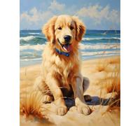 Kits de broderie au point de croix, Broderie Point Compté pour débutants, motif chien golden retriever perceptif, kits de broderie pour décoration d'intérieur (11CT sans cadre, 40,6 x 50,8 cm)