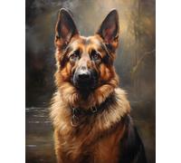 Kits de broderie au point de croix, chien de berger allemand enthousiaste, kits de croix pour adultes, kits de croix faciles à compter, pour débutants, 40,6 x 50,8 cm