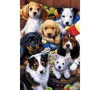 Kits de broderie au point de croix estampés, motif imprimé mignon de chiots OWN4B 11CT 36x46 cm Kit de broderie DIY (Chiens)