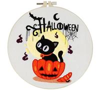 Kits de broderie Halloween, kit de broderie Halloween,Kit de broderie débutant pour débutants | Ensemble de broderie pour débutants, motif estampé d'halloween, Kit de points d'aiguille pour adultes, d