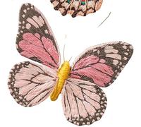 Kits de broderie papillon for débutants avec cerceau, kit à broche main DIY, couture, travaux d'aiguille faits la, ensemble décoration(Embroidery Kit F)