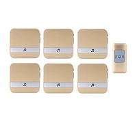 Kits de Cloche de Porte Sonnette numérique sans Fil étanche 300 m, 52 tonalités, 4 Niveaux de Volume, Lot de 7, Multicolore(Gold)