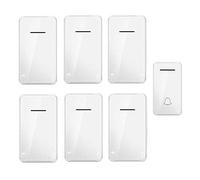 Kits de Cloche de Porte Sonnette sans Fil Auto-génératrice à 6 récepteurs, étanche à 200 m, 48 Tons, LED Multicolore(White)