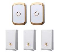 Kits de Cloche de Porte Sonnette sans Fil Auto-génératrice, Lot de 2 émetteurs, étanche jusqu'à 200 m, 36 tonalités, 4 Niveaux de Volume, lumière Clignotante, Couleur Or et Argent(Gold)
