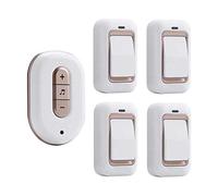Kits de Cloche de Porte Sonnette sans Fil étanche 48 musiques Flash Intelligent Auto-alimenté Pack de 4 émetteurs 1 récepteur Portée 200 m Aucune Pile requise Or ou Argent(Gold)