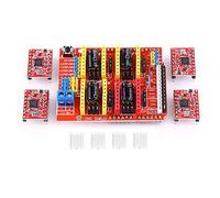 Kits de contrôleur de bouclier CNC, carte d'extension de bouclier CNC V3.0 pour imprimante 3D de graveur, pilote de moteur pas à pas 4Pcs A4988 avec dissipateurs