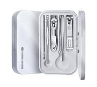 Kits de coupe-ongles, Ensemble professionnel de soins des ongles en acier inoxydable, Kit manucure Portable for hommes et femmes avec boîte rangement plastique(Silver)