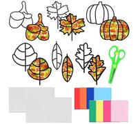 Kits de Couronnes Automne, 57 Pièces Automne Kit d'artisanat de Fenêtre, Ensemble pour Enfants Artisanal d'automne, Muraux Fenêtres D'Automne Kits de Bricolage, pour Automne Party Noël Décoration