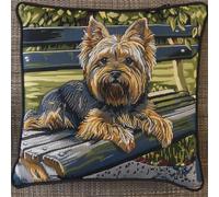 Kits de coussin au point de croix pour les adultes Enfants Débutants Brun Yorkshire Terrier Chien Advanced Pillow Case Coussin Housse Tapis 45x45 DIY Needlework Embroidery Kits Fait à la main Ensemble