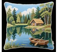 Kits De Coussin Au Point De Croix Pour Les Bach, Boot Und Hütte 45X45Cm Adultes Enfants Débutants Avancé Taie D’Oreiller Housse De Coussin Tapis Diy Broderie Kits Ensemble Fait À La Main Artisanat