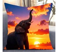 Kits De Coussin Au Point De Croix Pour Les Lever Du Soleil, Éléphants 45X45Cm Adultes Enfants Débutants Avancé Taie D’Oreiller Housse De Coussin Tapis Diy Broderie Kits Ensemble Fait À La Main Artisa