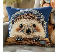 Kits De Crochet De Loquet Carré,Hérisson Mignon 43X43Cm Kit Tapis Point Noué À Faire Pour Débutants Adultes,Latch Hook Canevas Coussin Point