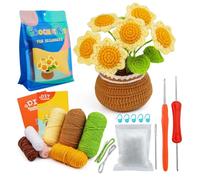 Kits de Crochet Pour DéButants Avec Instructions - Kit de DéMarrage Au Crochet Sur Le ThèMe des Fleurs - Kit de Crochet Mignon Pour DéButants, Adultes Et Enfants - Tournesol
