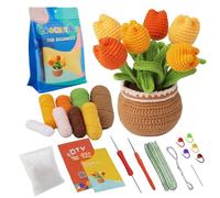 Kits de crochet pour les débutants avec des instructions Kit de démarrage au crochet à thème fleur Diy Kit pour débutants mignons pour enfants adultes, Tulip