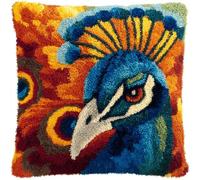 Kits De Crochets De Verrouillage Paon animal Kits De Crochet Kit Point Noué Coussin Kit De Verrouillage Tapis Point Noué 43×43cm