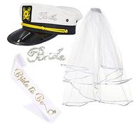 Kits de décorations de fête pour enterrement de vie de jeune fille, écharpe pour future mariée, voile blanc et chapeau de capitaine yacht, kits de décorations de fête pour enterrement de vie de jeune