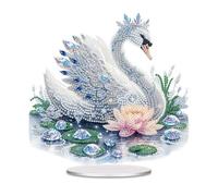 Kits de décorations en diamant 5D, décoration de bureau en forme d'animal en diamant, décoration de table, décoration de bureau à domicile d'un seul côté-05-cygne
