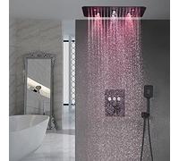 Kits de Douche de la tête de Douche, tête de Douche de Pluie à LED de 20 Pouces apparaît 38 ° Thermostatic Rain Spray Mode mélangé Combo de Salle de Bain Set Matte Black
