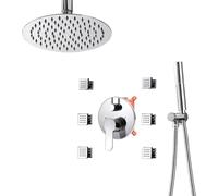 Kits de douche, mitigeur de douche, ensemble de robinet de douche de salle de bain monté au plafond avec pomme de douche ronde de 20,3 cm, douche à main, jets de corps