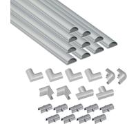Kits de Goulottes,Cachez et Protégez les Câbles Facilement,Goulotte Décorative,Effet Aluminium-10 x 40cm Longueurs (4 mètres)-30x15mm