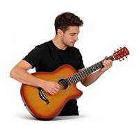 Kits De Guitare Acoustique Pour Adultes Débutants, Kit Complet De Guitare Acoustique Avec Pan Coupé Ensemble De Guitare En Bois Pour Débutants(Sunset color,38 in)