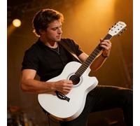 Kits De Guitare Acoustique Pour Adultes Débutants, Kit Complet De Guitare Acoustique Avec Pan Coupé Ensemble De Guitare En Bois Pour Débutants(Blanc,41in)