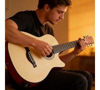 Kits De Guitare Acoustique Pour Adultes Débutants, Kit Complet De Guitare Acoustique Avec Pan Coupé Ensemble De Guitare En Bois Pour Débutants(Natural wood color,38 in)