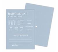 Kits de jeu pour fête prénatale - Minimalisme Prédiction et conseils pour bébé - Bleu brume - 30 cartes de jeu incluses, révélation du sexe, annonce de bébé, cadeau de fête et décoration - B02