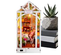 Kits de maison de livres pour adultes - Tiny Doll House Bookend | décoration d'étagères avec lumière LED pour la table, bibliothèque, salle de séjour, tiroir du bureau