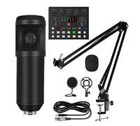 Kits de Microphone avec Carte Son en Direct (en Option), Bras de Suspension en Ciseaux, Support Antichoc et Filtre Anti-Pop for l'enregistrement en Studio(Style B Black)
