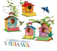Kits de nichoir pour enfants de 4 à 8 ans, kit de nichoir en bois à faire soi-même, peinture de style libre, maisons d'oiseaux pour l'extérieur avec peintures et pinceaux, cadeau de Noël pour garçon