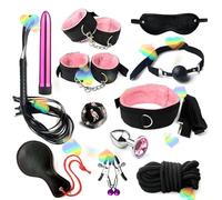 Kits De Nylon De 12 PièCes, Set De Remise En Forme RéGlable, Corde à Bandes Aux Yeux, Cadeaux De Couple-Accessoires D'éTirement-D-2 (Rose)