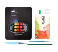 Kits de peinture aquarelle pour débutants | Ensemble de 48 couleurs pastels - Palette de pastels, conception de palette de voyage, fournitures de peinture pour artistes, amateurs