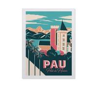 Kits de peinture de diamant 5d diy 5d pour adultes enfants,Affiche de voyage vintage Aquitaine France Pau Pyrénées,kits de broderie en diamant rond complet(30 x 40 cm/11.81 x 15.74 pouces)-BM82