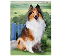 Kits de Peinture de Diamant 5D pour Enfants And Adultes, Round drill Chien Colley 50x70cm Broderie Diamant Peinture de Strass Cristal Forage Complet par Nombre Kits, Pour Décoration Mural (20x28in)