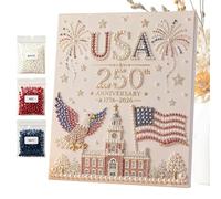 Kits De Peinture De Perles - Kit D'art Ďe Perles DIY Pour Le 250e Anniversaire, Ensemble D'artisanat En Ṕerles Rouge Blanc Bleu Avec Drapeau Et | Projet Ď'artisanat Décoratif Pour Adultes Ṕour L