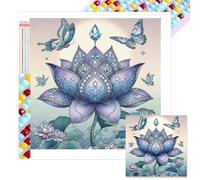 Kits de peinture diamant 3D à carrés Lotus DIY Art Gem pour décoration murale intérieure 40x40cm