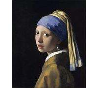 Kits de peinture diamant 5D DIY - Fille Johannes Vermeer avec une boucle d'oreille en perle - Peinture point de croix broderie strass bricolage, cadeaux de vacances pour amis et enfants 40 × 50 cm