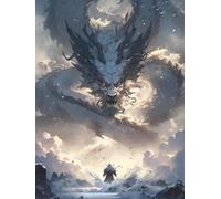 Kits de peinture diamant 5D pour adultes, Motif dragon fantastique, N, 50 x 70 cm. grande perceuse ronde complète Arts Peinture par numéro Kits Kits de peinture diamant pour décoration murale