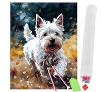 Kits de peinture diamant pour adultes West Highland White Terrier courant (8) 5D Diamond Art pour colibri et fleurs Accessoires de broderie Kit d'outils de peinture Kit de décoration familiale Cadeau