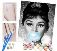 Kits de Peinture par Numéros Audrey Hepburn souffle du bubble-gum Peinture à L'Huile Sur Toile Art Mural DéCoration pour Cadeau de Maison pour pour Adultes Enfants DéButants 40 * 50 Cm