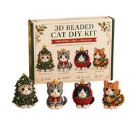 Kits De Perles Chat De Noël, Petit Kit Bricolage D'animaux Perlés 3D (B)