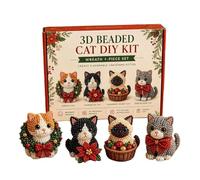 Kits De Perles Chat De Noël, Petit Kit Bricolage D'animaux Perlés 3D (D)