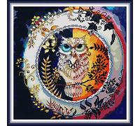 Kits de point de croix estampé bricolage 14CT couture gamme complète de kits de démarrage de broderie pré-imprimés pour les débutants - Jour et nuit 42x42cm