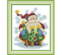 Kits de point de croix, Père Noël, Awesocrafts Patron facile, Kit de broderie au point de croix Fournitures Cadeaux de Noël, estampillés ou comptés (Père Noël 3, compté)